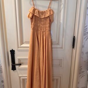 Aritzia Peach Maxi Dress with Ruffle Accent